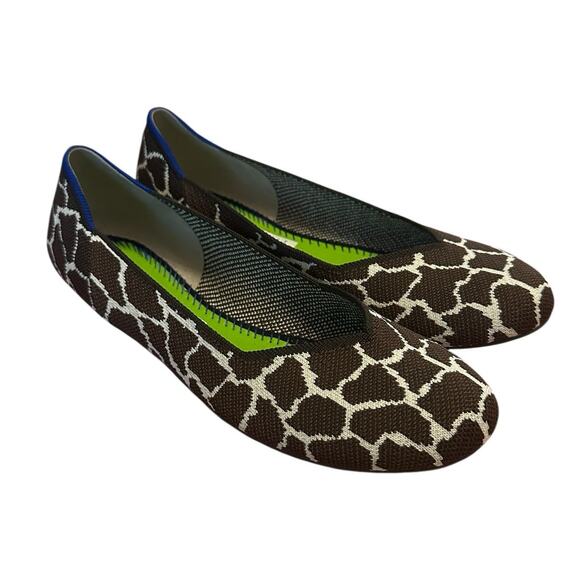 Women 10.5 Rothy's Rothys The Flat Violet Giraffe Print Knit Ballet Round Toe - Picture 1 of 10